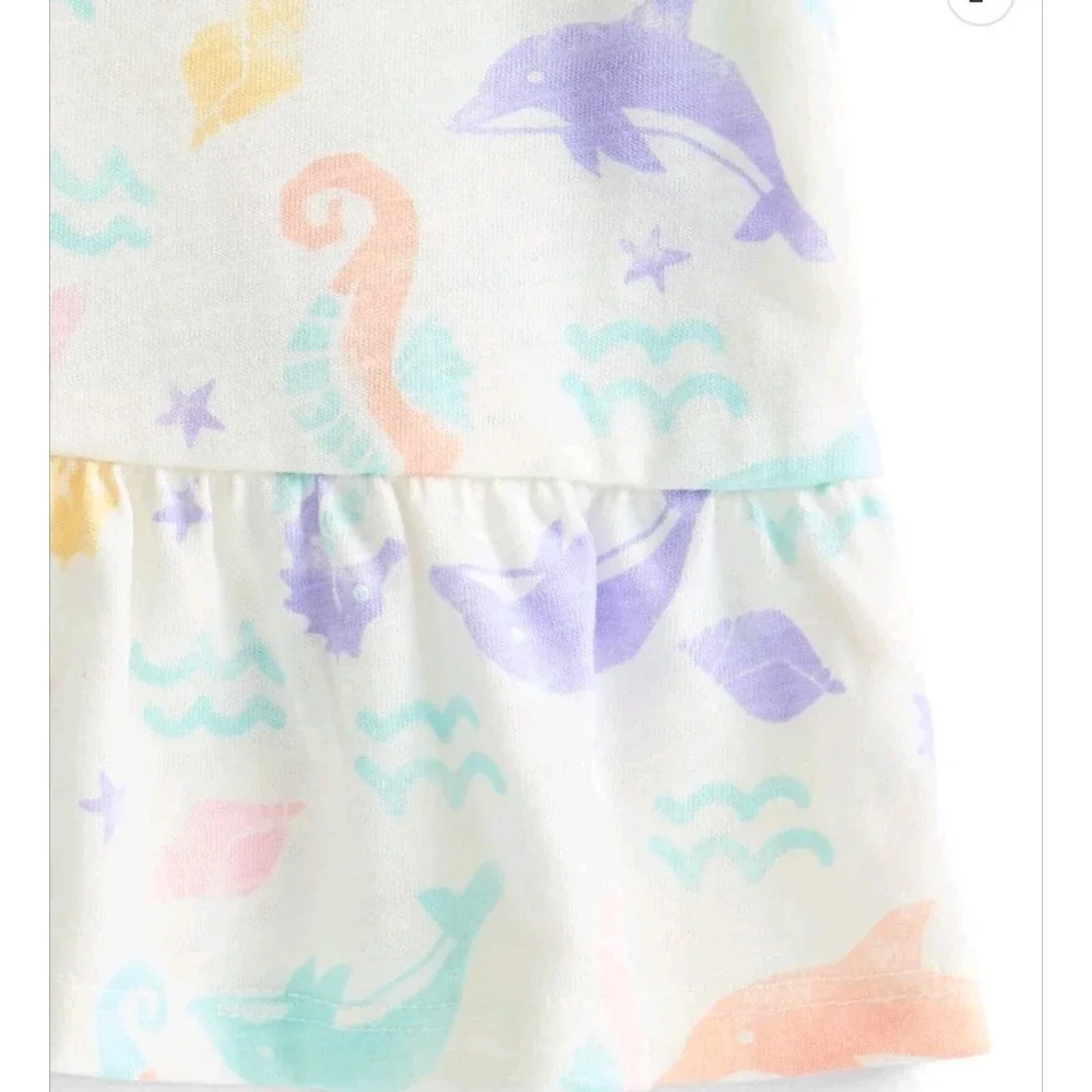 Baby girls wonder nation Ivory seahorses and dolphin short shirt size 0-3 month